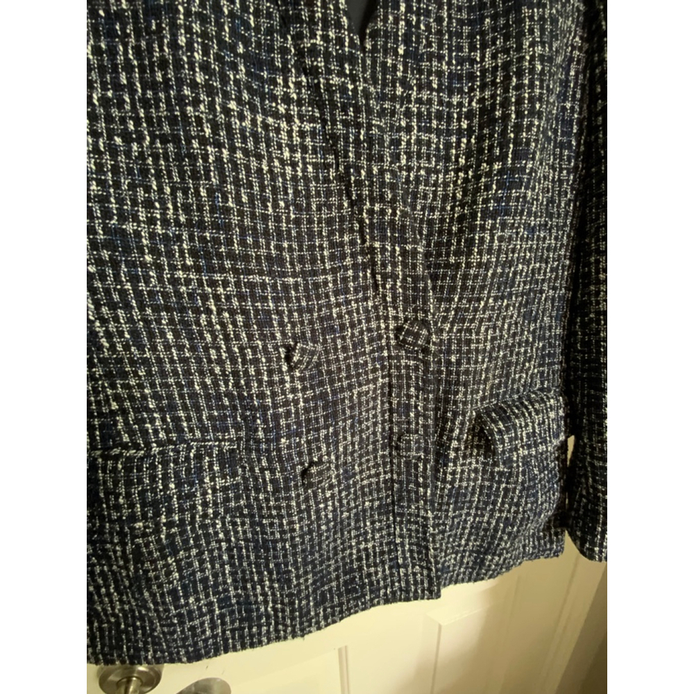 Babaton Navy Plaid Tweed Blazer Size 10 - Picture 8 of 12